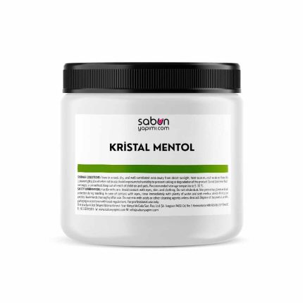 Kristal mentol – beyaz kristal aromatik mentol ürünü plastik kavanoz ambalajında