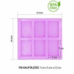 Mor renkli 6 gözlü silikon sabun kalıbı; el yapımı sabun dökümü için BPA içermeyen silikon kalıp
